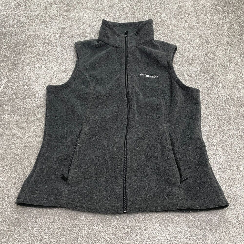 Columbia Benton Springs Fleece Vest Womens Medium Dark Gray Full Zip Outdoor